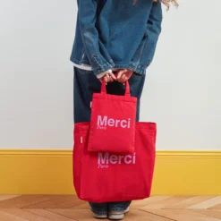 Merci - Tote Bag en coton - Rouge & Violet