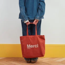 Merci - Tote Bag en coton - Terracotta & Blanc