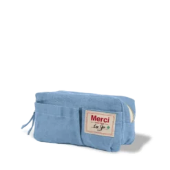 Merci - Trousse en lin lavé - Bleu Primaire