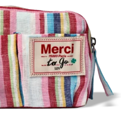 Merci - Trousse en lin lavé - Rayures Parasol