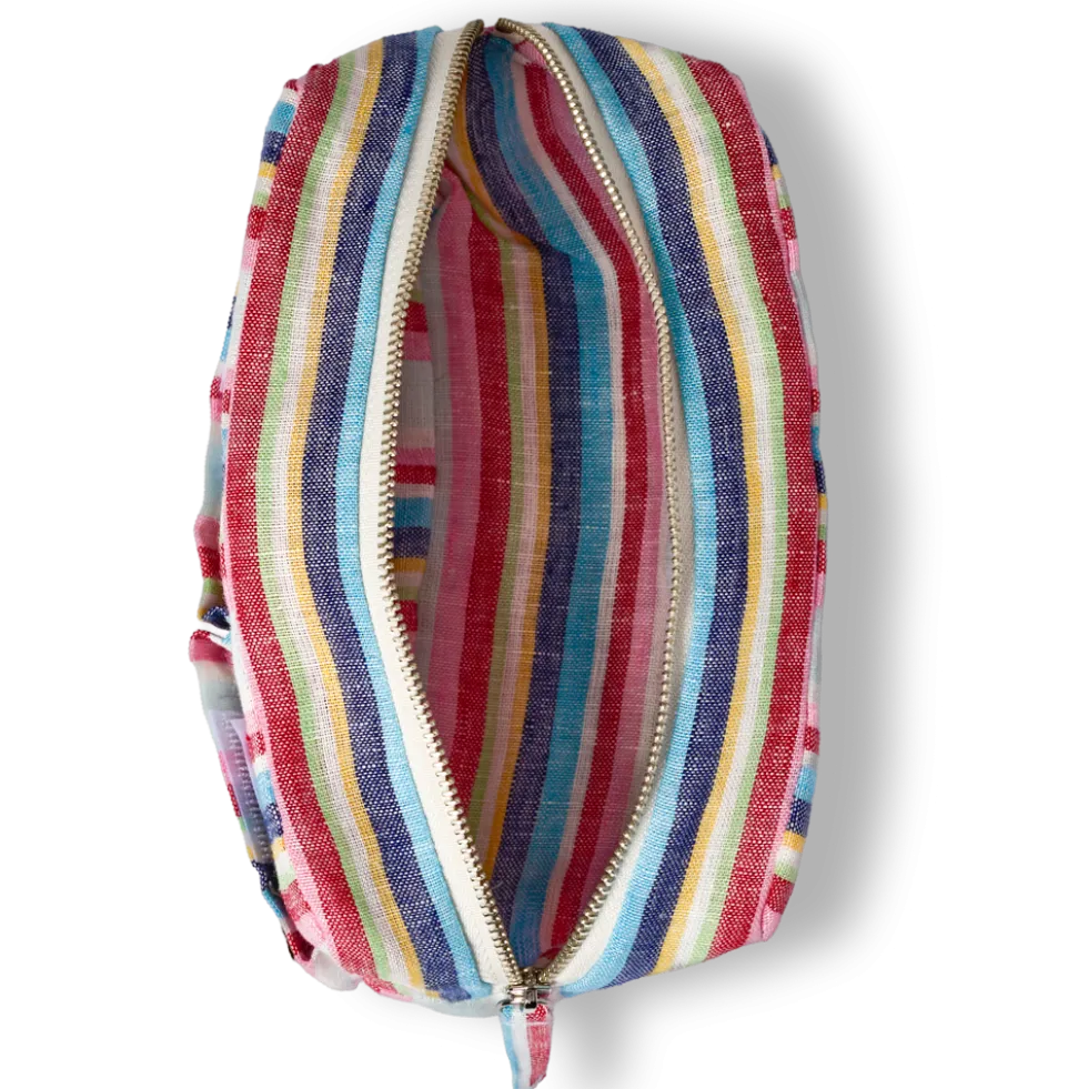 Merci - Trousse en lin lavé - Rayures Parasol