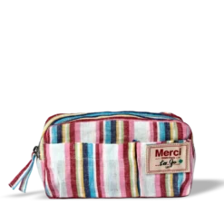 Merci - Trousse en lin lavé - Rayures Parasol