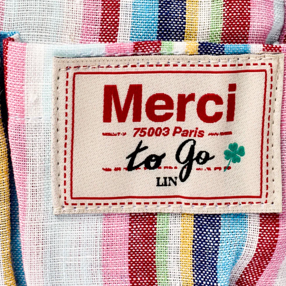 Merci - Trousse en lin lavé - Rayures Parasol