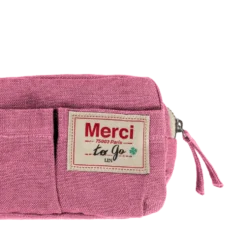 Merci - Trousse en lin lavé - Rose Garance