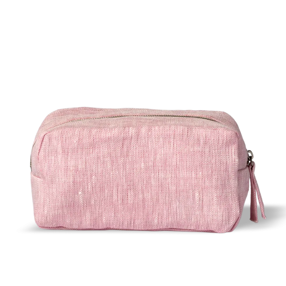 Merci - Trousse en lin lavé - Rose Granité