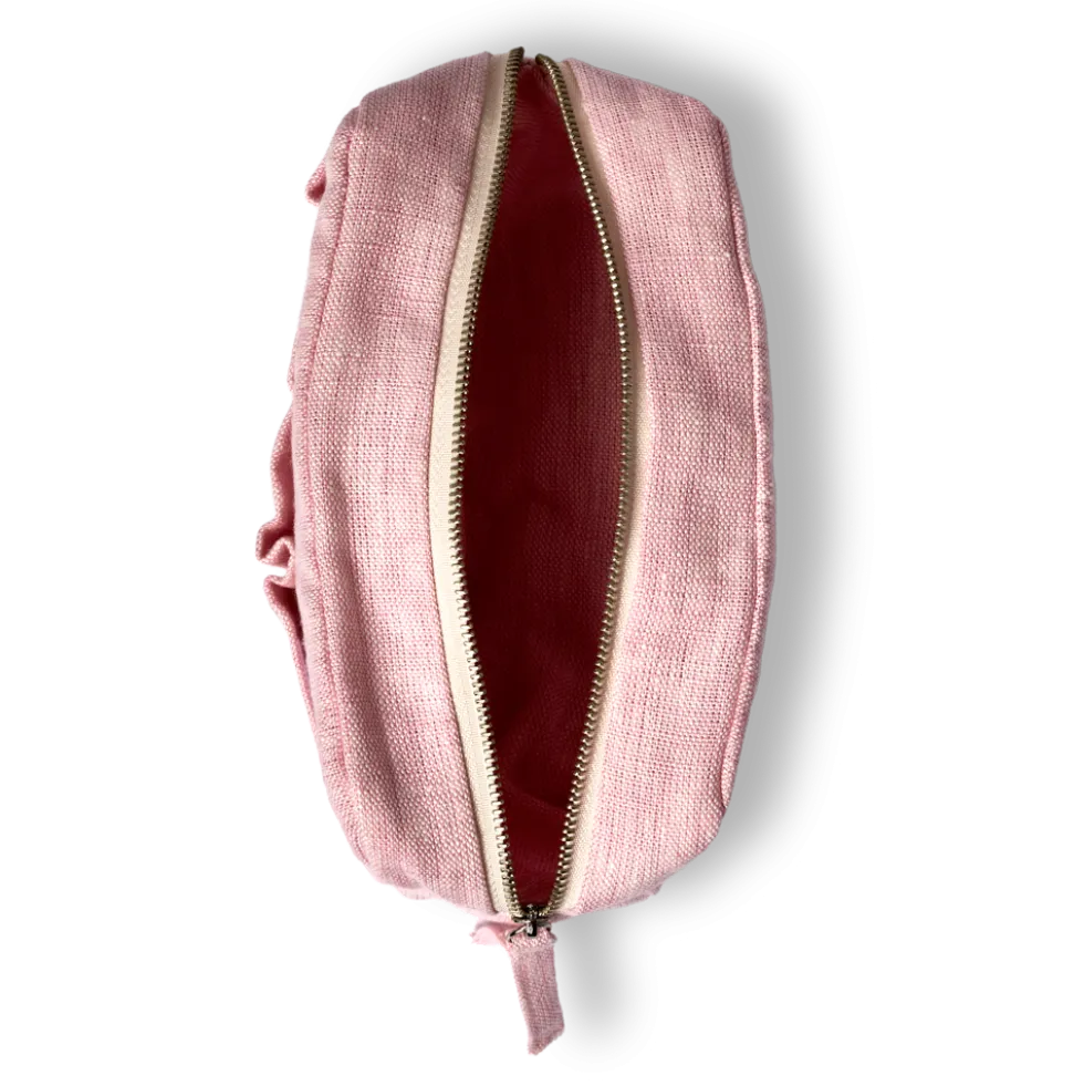 Merci - Trousse en lin lavé - Rose Granité