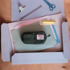 Merci - Trousse en lin lavé - Vert Oxyde
