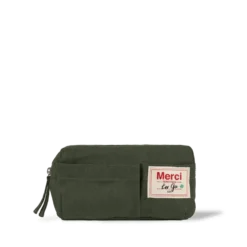 Merci - Trousse en lin lavé - Vert Oxyde
