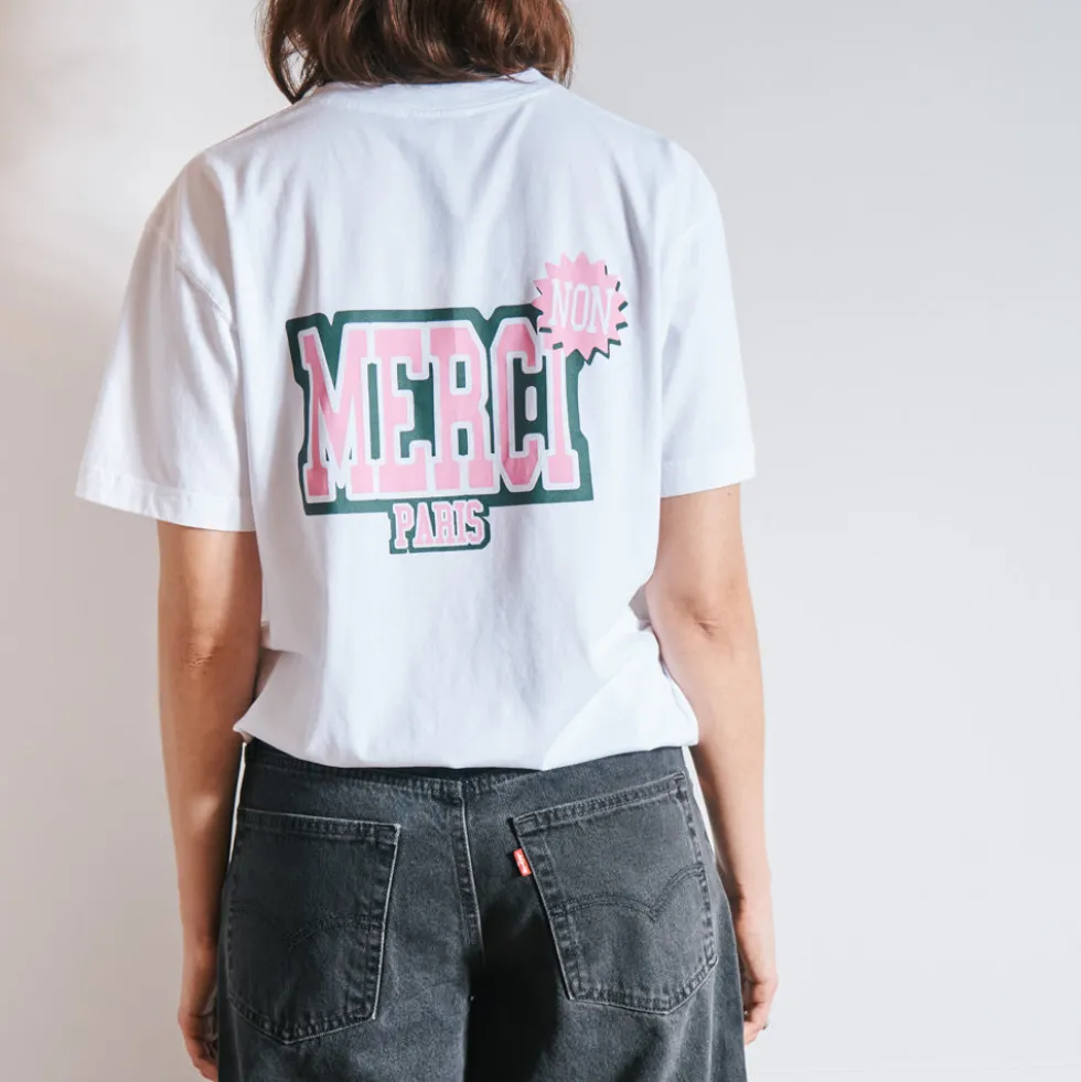 Merci - T-Shirt Enfant Non Merci College - Blanc