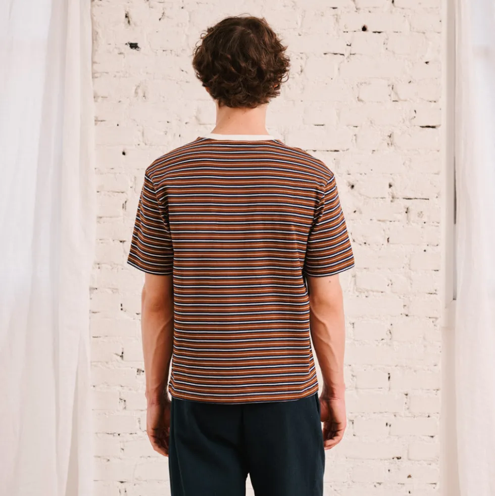 Merci - T-Shirt Rob Rayures - Marron & Marine