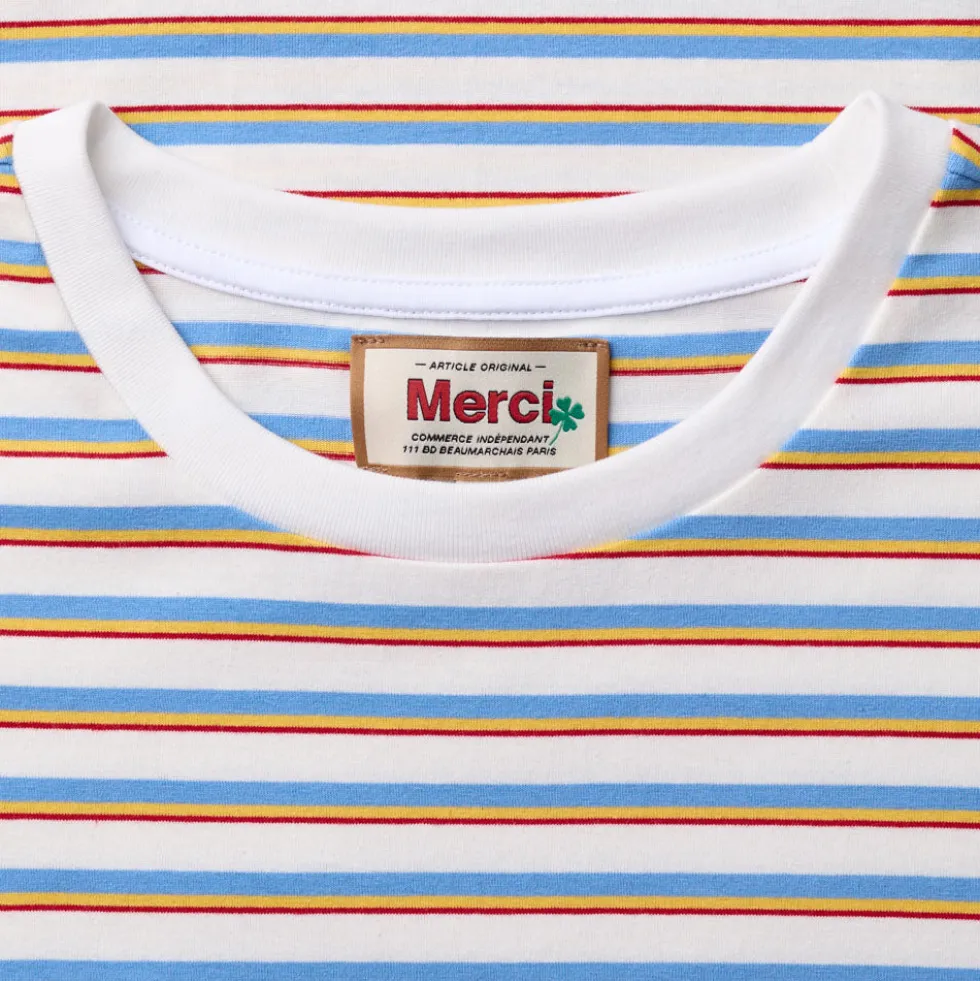 Merci - T-Shirt Vadim Rayé - Blanc & Bleu