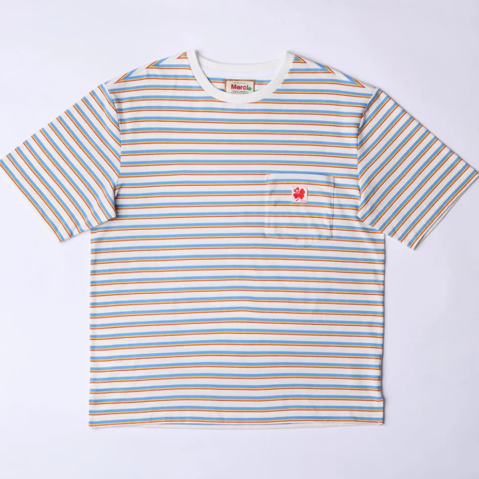 Merci - T-Shirt Vadim Rayé - Blanc & Bleu