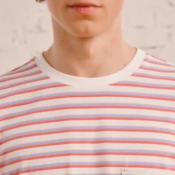 Merci - T-Shirt Vadim Rayé - Blanc & Mauve