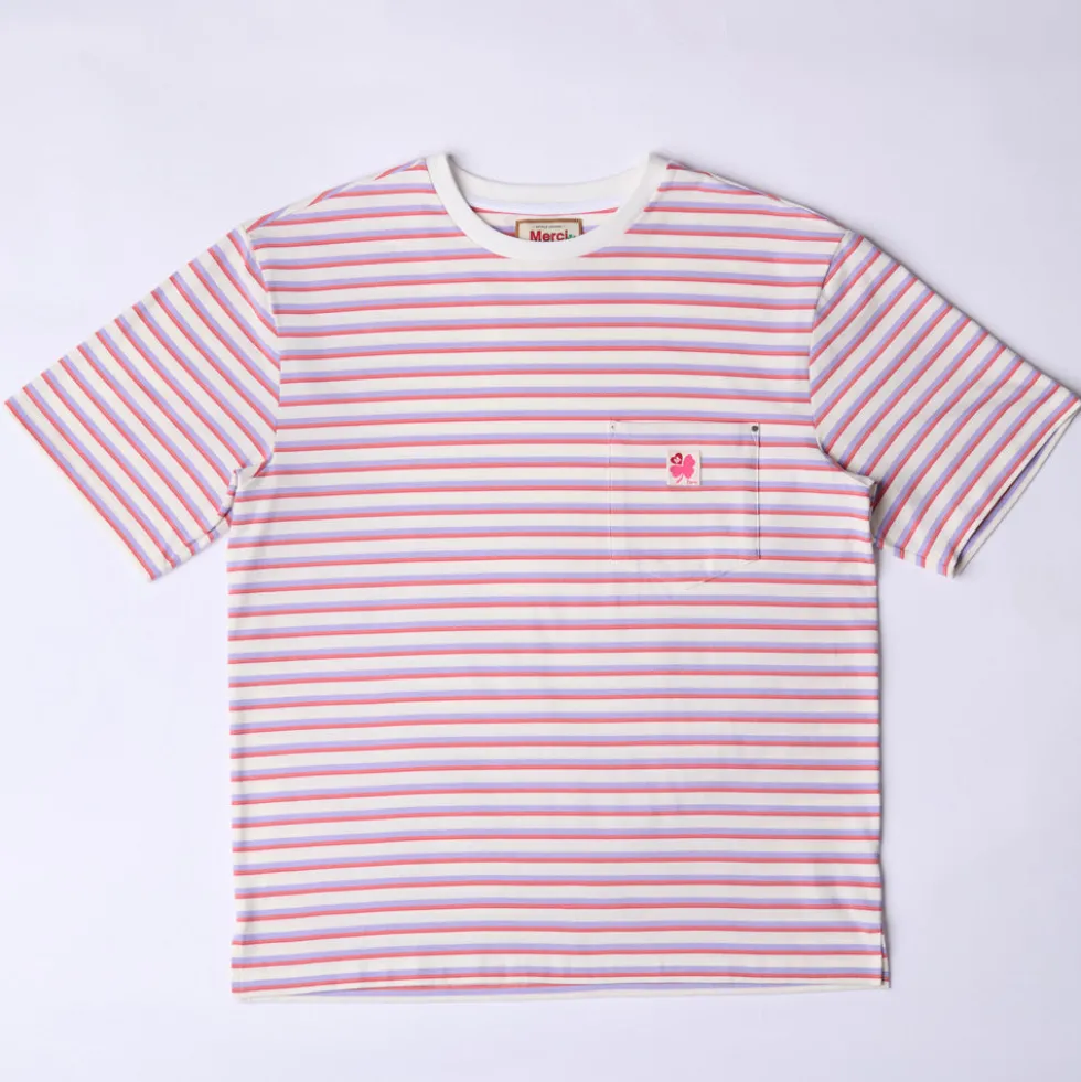 Merci - T-Shirt Vadim Rayé - Blanc & Mauve