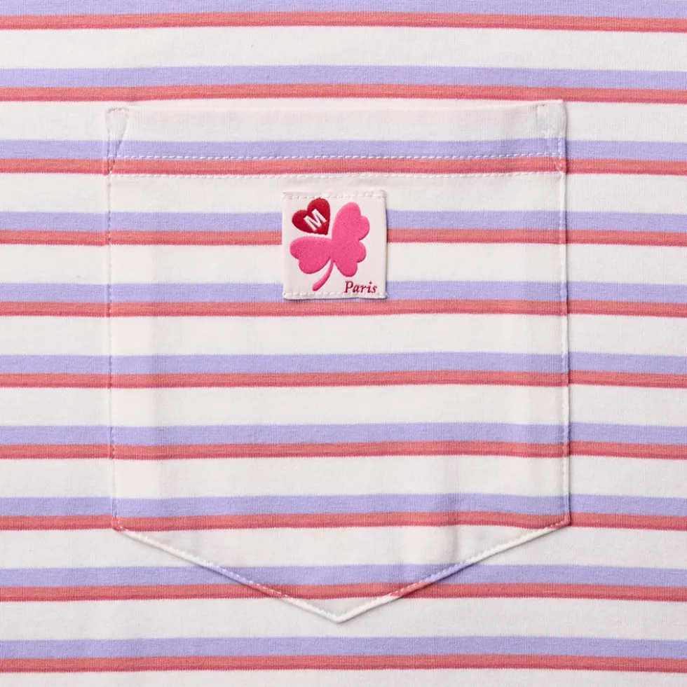 Merci - T-Shirt Vadim Rayé - Blanc & Mauve