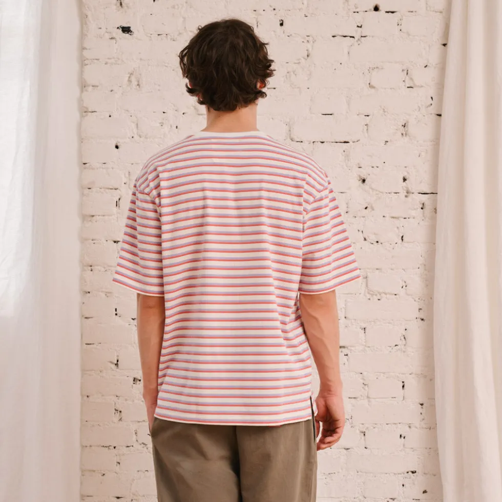 Merci - T-Shirt Vadim Rayé - Blanc & Mauve