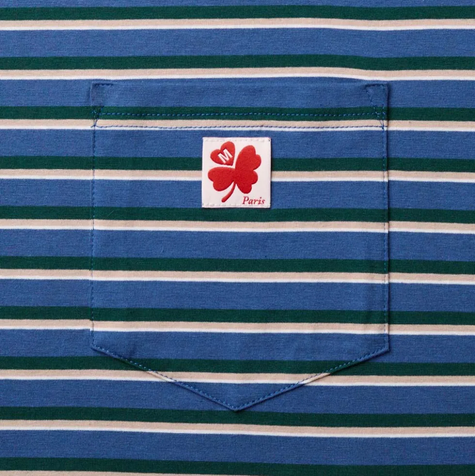 Merci - T-Shirt Vadim Rayé - Indigo & Vert