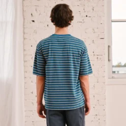 Merci - T-Shirt Vadim Rayé - Indigo & Vert