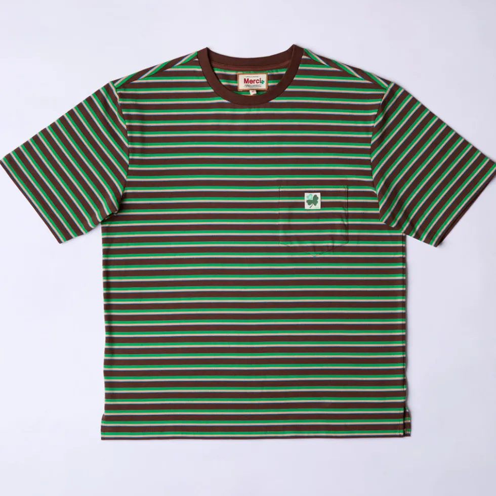 Merci - T-Shirt Vadim Rayé - Marron & Vert