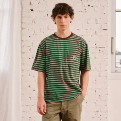 Merci - T-Shirt Vadim Rayé - Marron & Vert