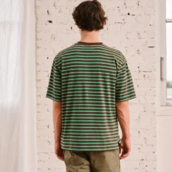 Merci - T-Shirt Vadim Rayé - Marron & Vert