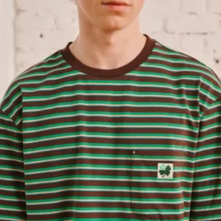 Merci - T-Shirt Vadim Rayé - Marron & Vert