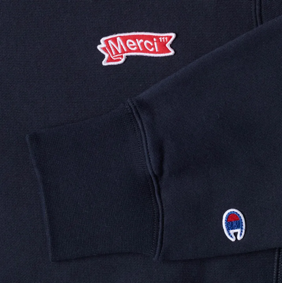 Merci x Champion - Sweat à Capuche Merci Patch - Navy
