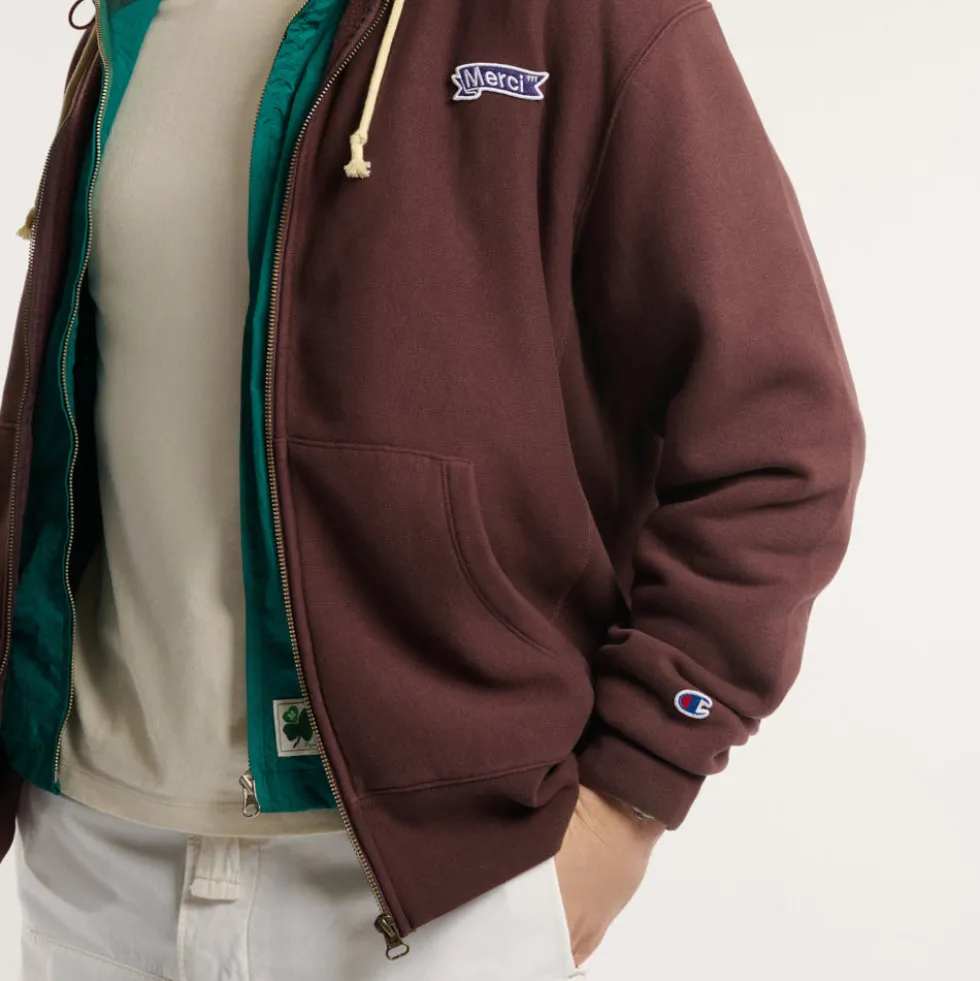 Merci x Champion - Sweat Full Zip Patch - Wine