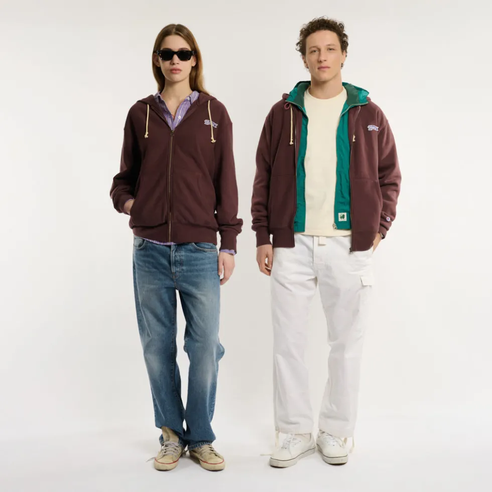 Merci x Champion - Sweat Full Zip Patch - Wine