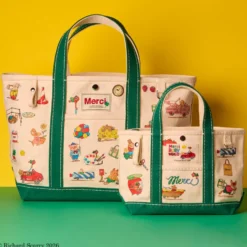 Merci x Richard Scarry - Cabas Candide en canvas - Vert