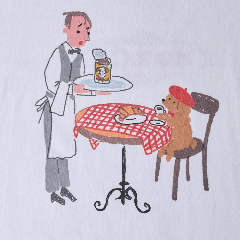 Merci x Shia McShia - T-Shirt Cafe Scene - Blanc