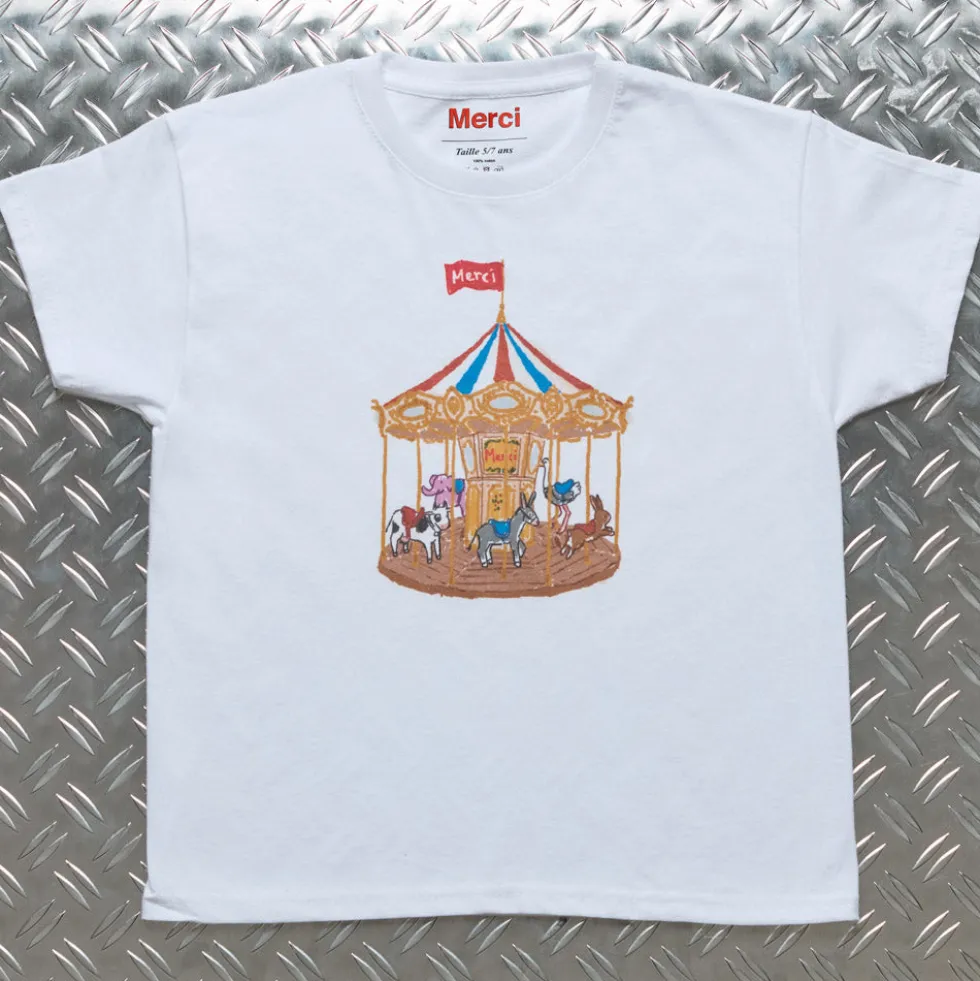 Merci x Shia McShia - T-Shirt Kids Carrousel - Blanc