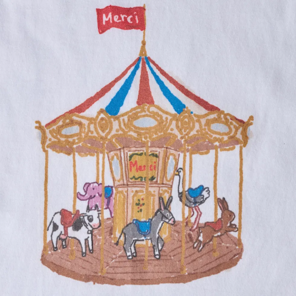 Merci x Shia McShia - T-Shirt Kids Carrousel - Blanc