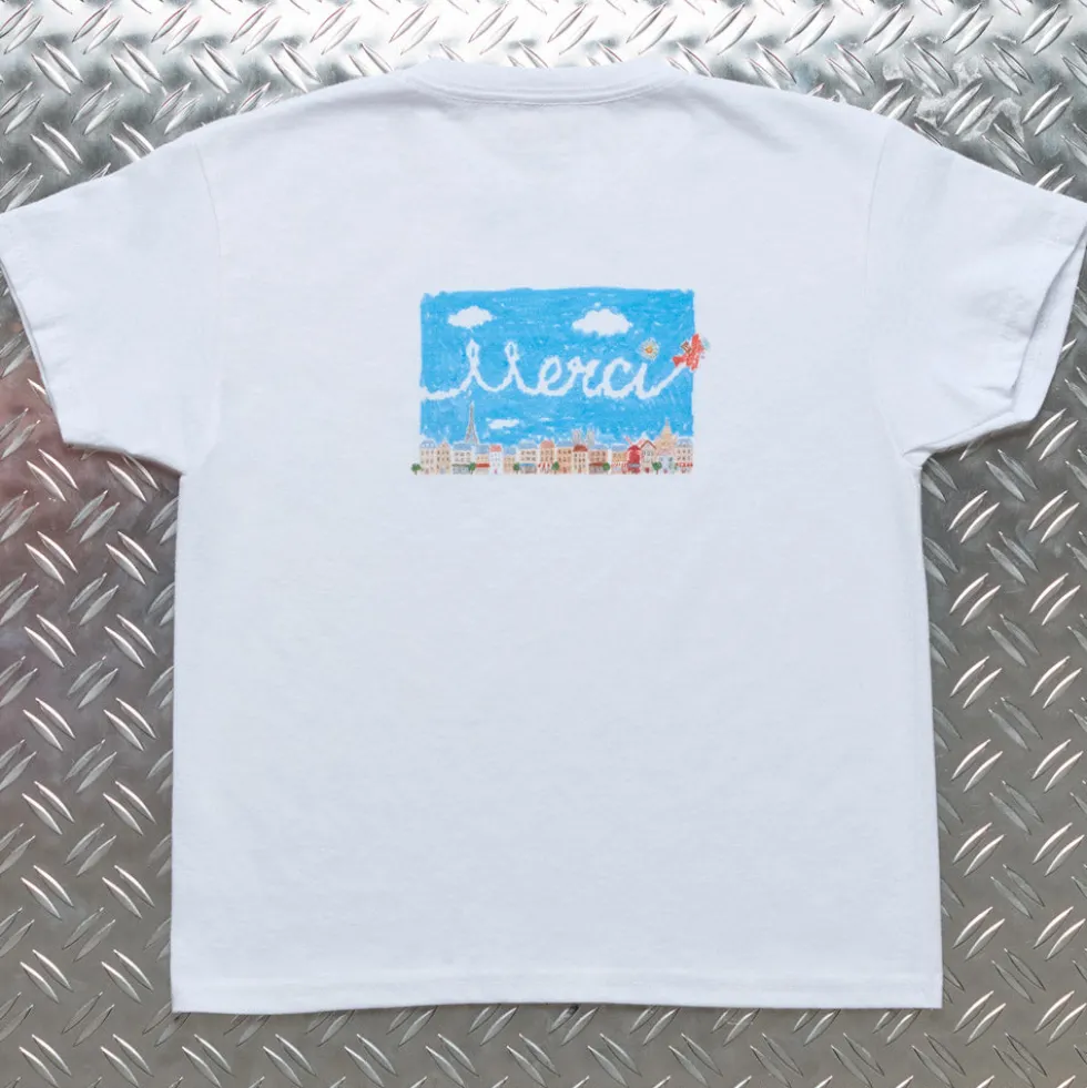 Merci x Shia McShia - T-Shirt Kids Mouse With A Flag - Blanc