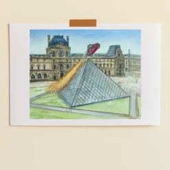 Merci x Travis Chapman - Affiche Launch from the Louvre