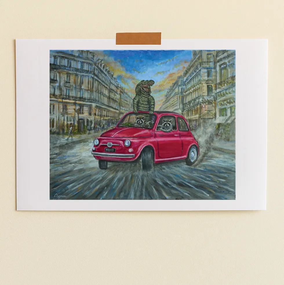 Merci x Travis Chapman - Affiche Drifting on the Champs des Elysees