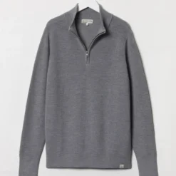Merz b. Schwanen - Pullover Zip Merino - Gris