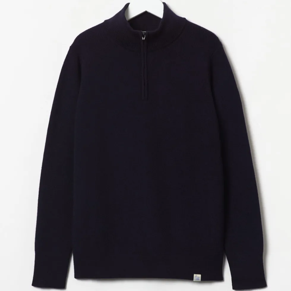 Merz b. Schwanen - Pullover Zip Merino - Marine