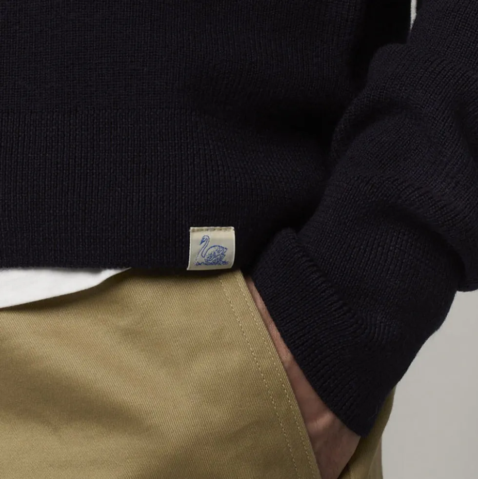 Merz b. Schwanen - Pullover Zip Merino - Marine