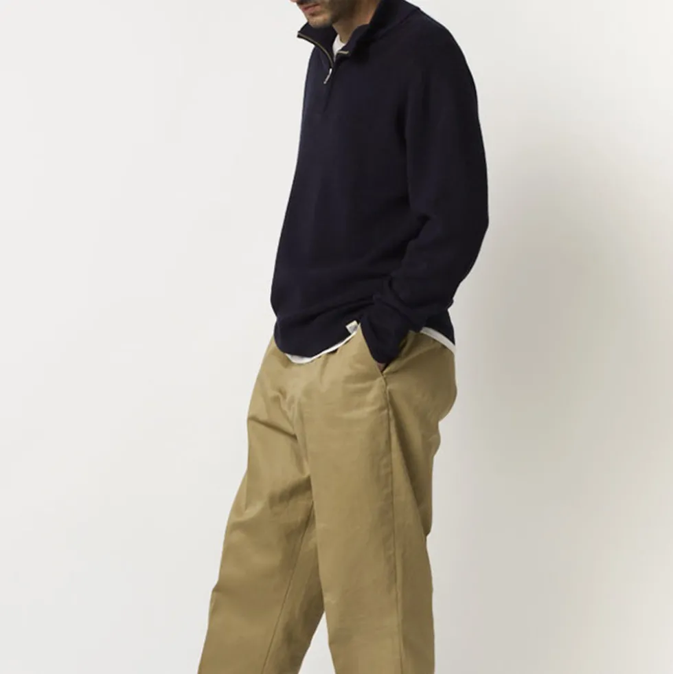 Merz b. Schwanen - Pullover Zip Merino - Marine
