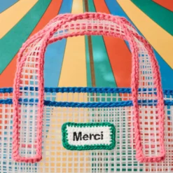 Mimi Salon x Merci - Sac Panier L - Bleu & Rose