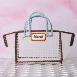 Mimi Salon x Merci - Sac Panier XS - Marron & Bleu