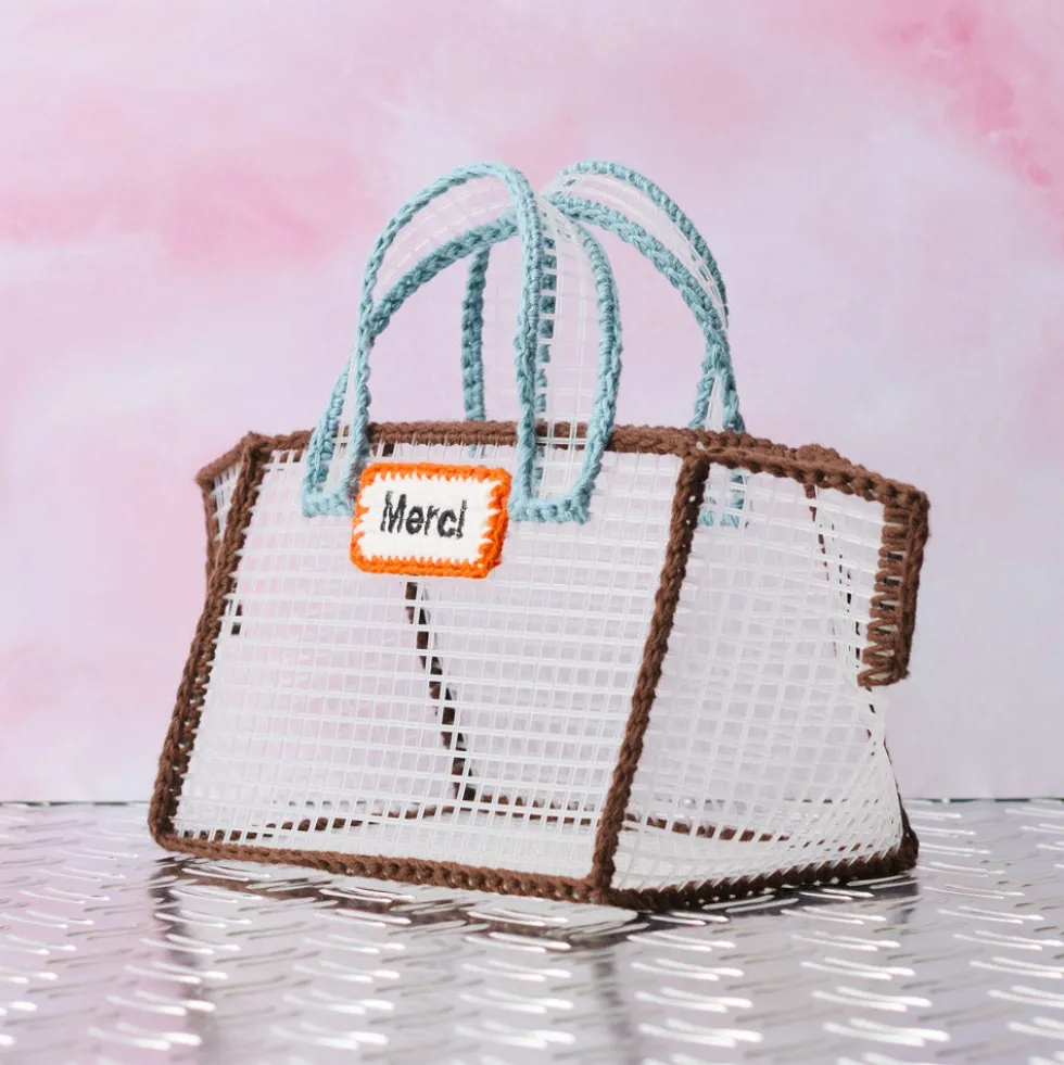 Mimi Salon x Merci - Sac Panier XS - Marron & Bleu