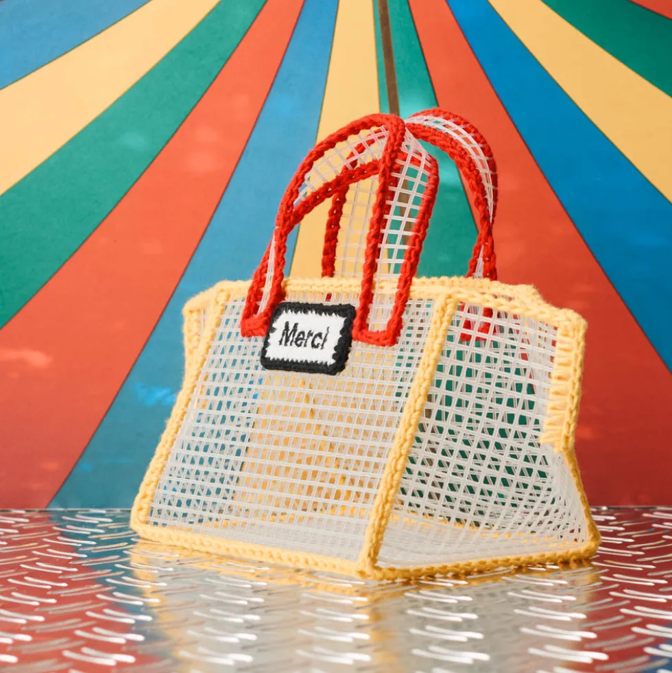 Mimi Salon x Merci - Sac Panier XS - Jaune & Rouge