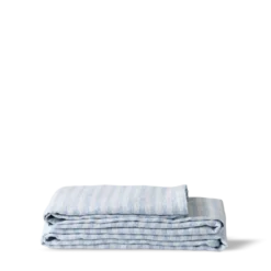 Nappe en lin lavé - Rayures Pinceau bleu primaire