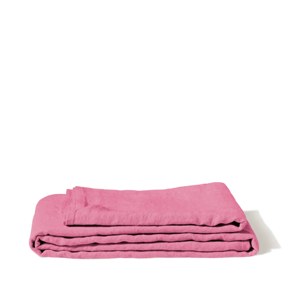 Nappe en lin lavé - Rose Garance