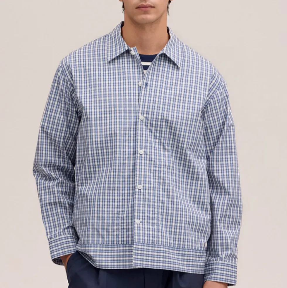 NN07 - Chemise Reed 5322 - Bleu à carreaux