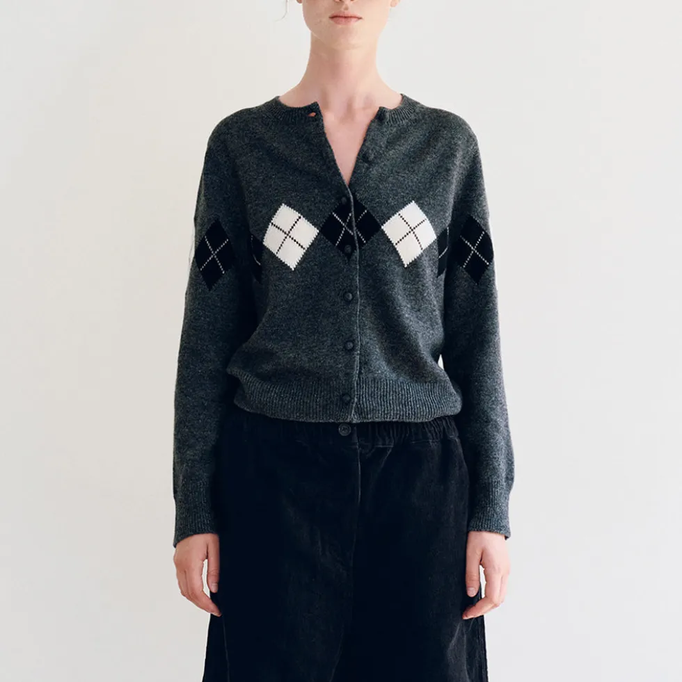 Nothing Written - Cardigan Argyle Heritage - Gris Foncé