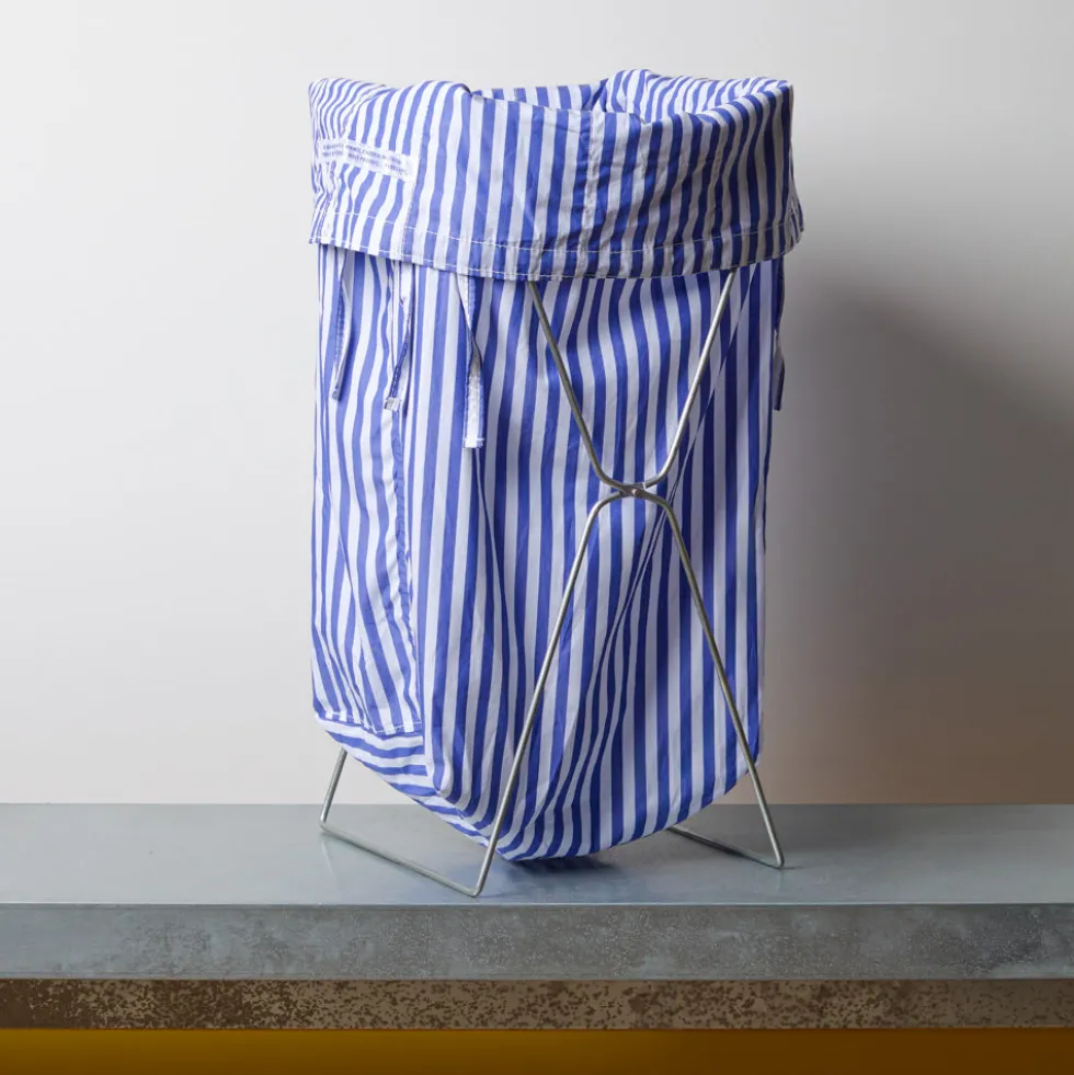 Panier à linge - Rayures bleues