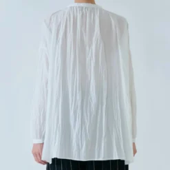 Pas de Calais - Blouse Soft Voile Crinkle Gather - Blanc